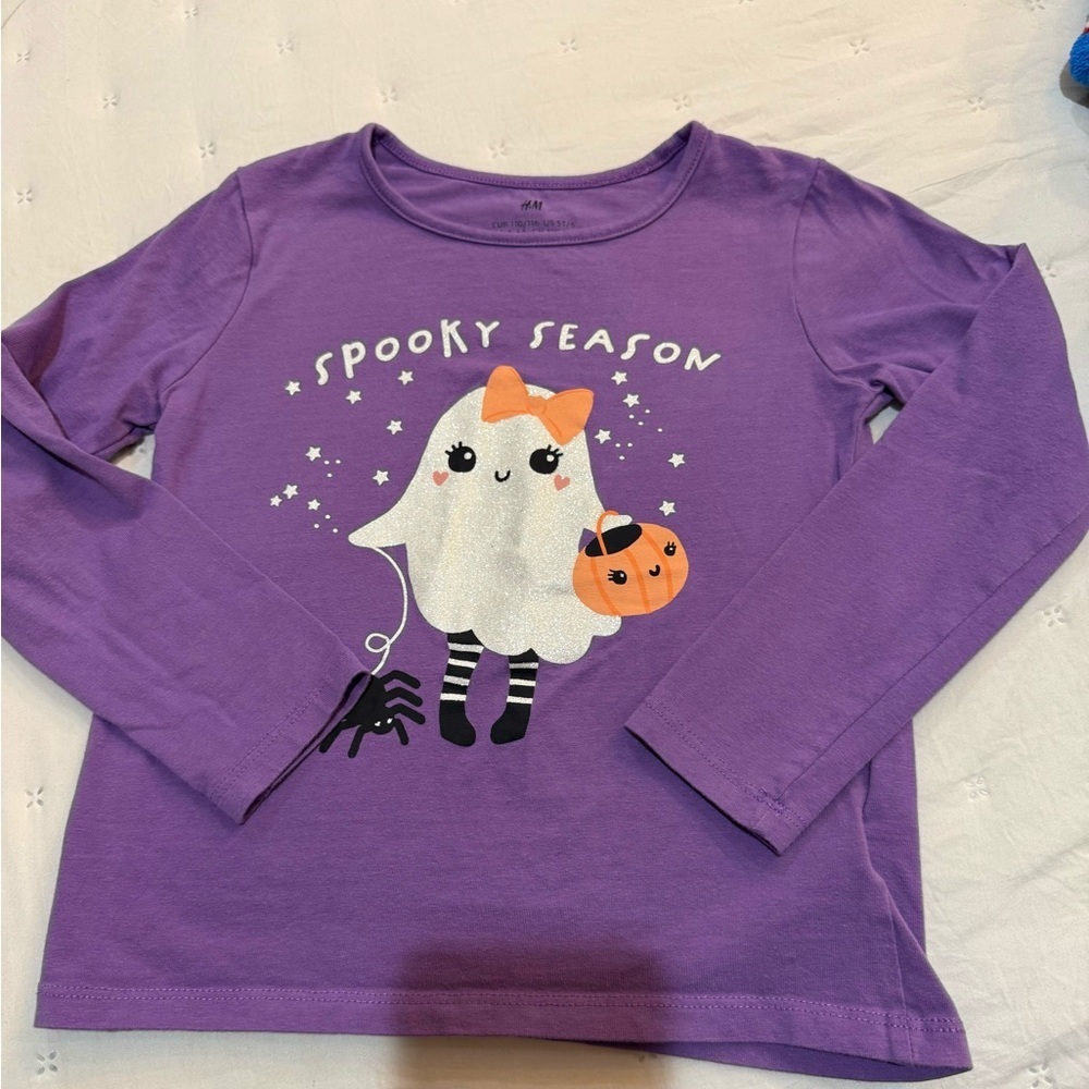 H&M Kids Long-sleeved Tee Purple Halloween Size 5T